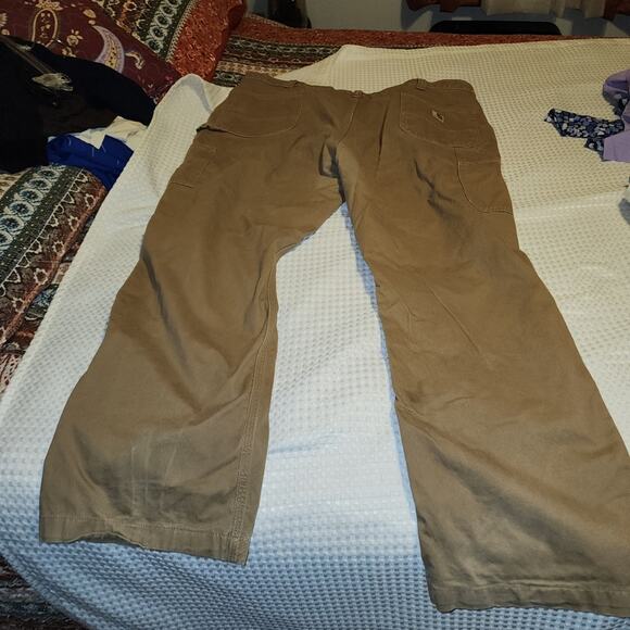 CARHARTT EUC MENS SIZE 46 x 32 KHAKI CARPENTER RELAXED FIT PANTS - Picture 4 of 6